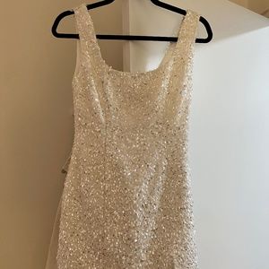 ILA. White Sequin-Embroidered Silk Mini Dress (Small)